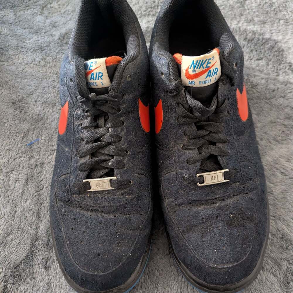 Nike Air Force 1 Low Black Team Orange Photo Blue Size 10.5 Sneakers 488298-050